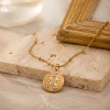 Light luxury vertical diamond lotus pattern pendant, snake bone chain, stainless steel collarbone chain, simple and niche high-end basic style, layered with gold jewelry details Picture